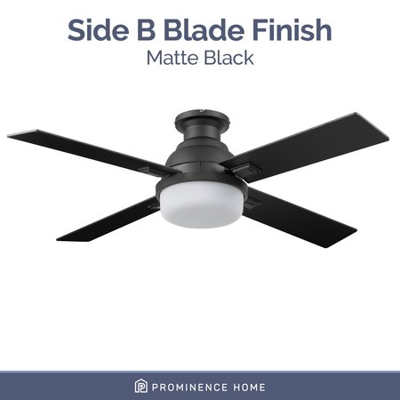 Prominence Home Kyrra, 52 in. Ceiling Fan with  Light & Remote Control, Matte Black 51679-40